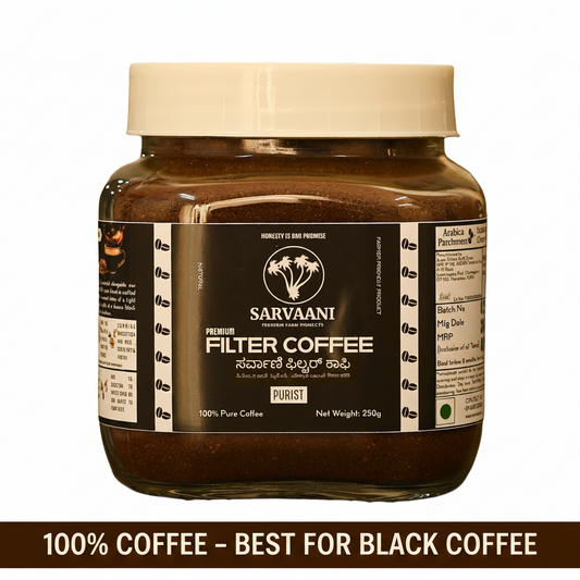 Purist by SARVAANI - 250g | 100% Pure Coffee (Best for Black Coffee)