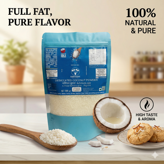 High Fat Desiccated Coconut Powder (Pure Tiptur Coconuts - 500g) | SARVAANI