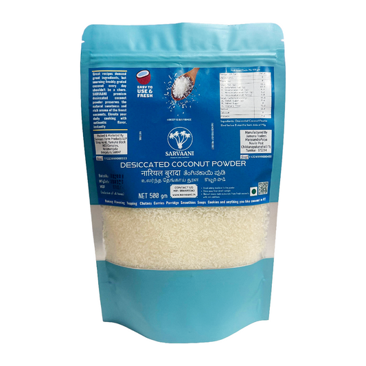 High Fat Desiccated Coconut Powder (Pure Tiptur Coconuts - 500g) | SARVAANI