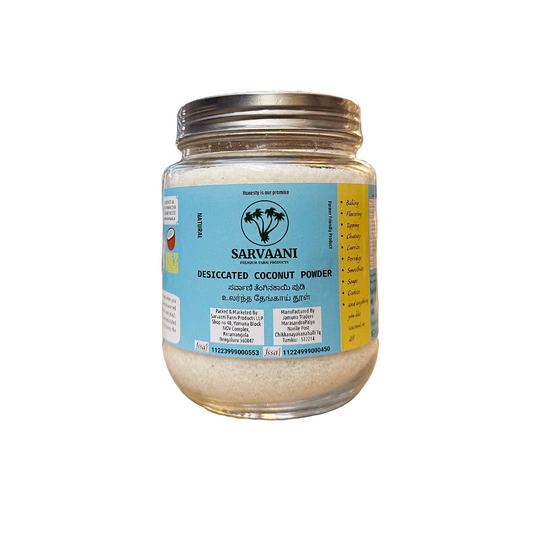 SARVAANI Desiccated Coconut Powder - 400 gm - Glass Bottle