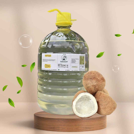 SARVAANI Cold Pressed Dry Coconut Oil - 5Liter - Food Grade Plastic Bottle
