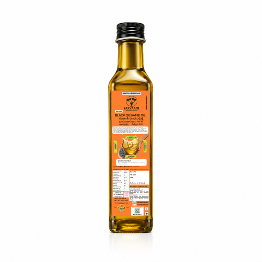 Wood Pressed Black Sesame Oil (Til Tel 250ml-1L Options) | Cold Pressed | SARVAANI