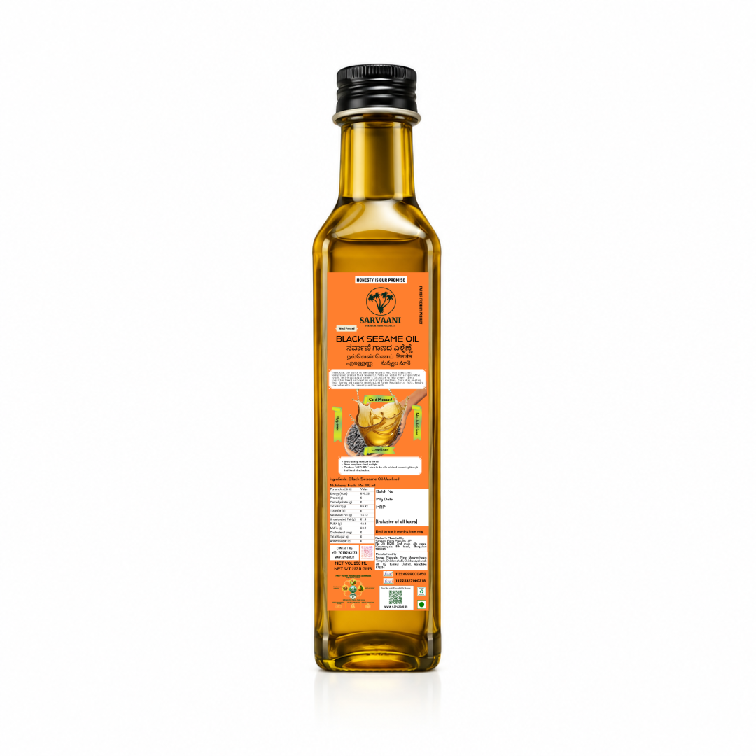 Wood Pressed Black Sesame Oil (Gingelly Oil)- 250ml Glass