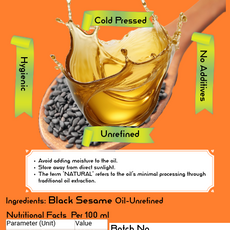 Wood Pressed Black Sesame Oil (Til Tel 250ml-1L Options) | Cold Pressed | SARVAANI