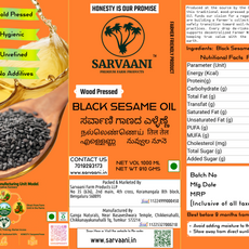 Wood Pressed Black Sesame Oil (Gingelly Oil )- 1L Tin