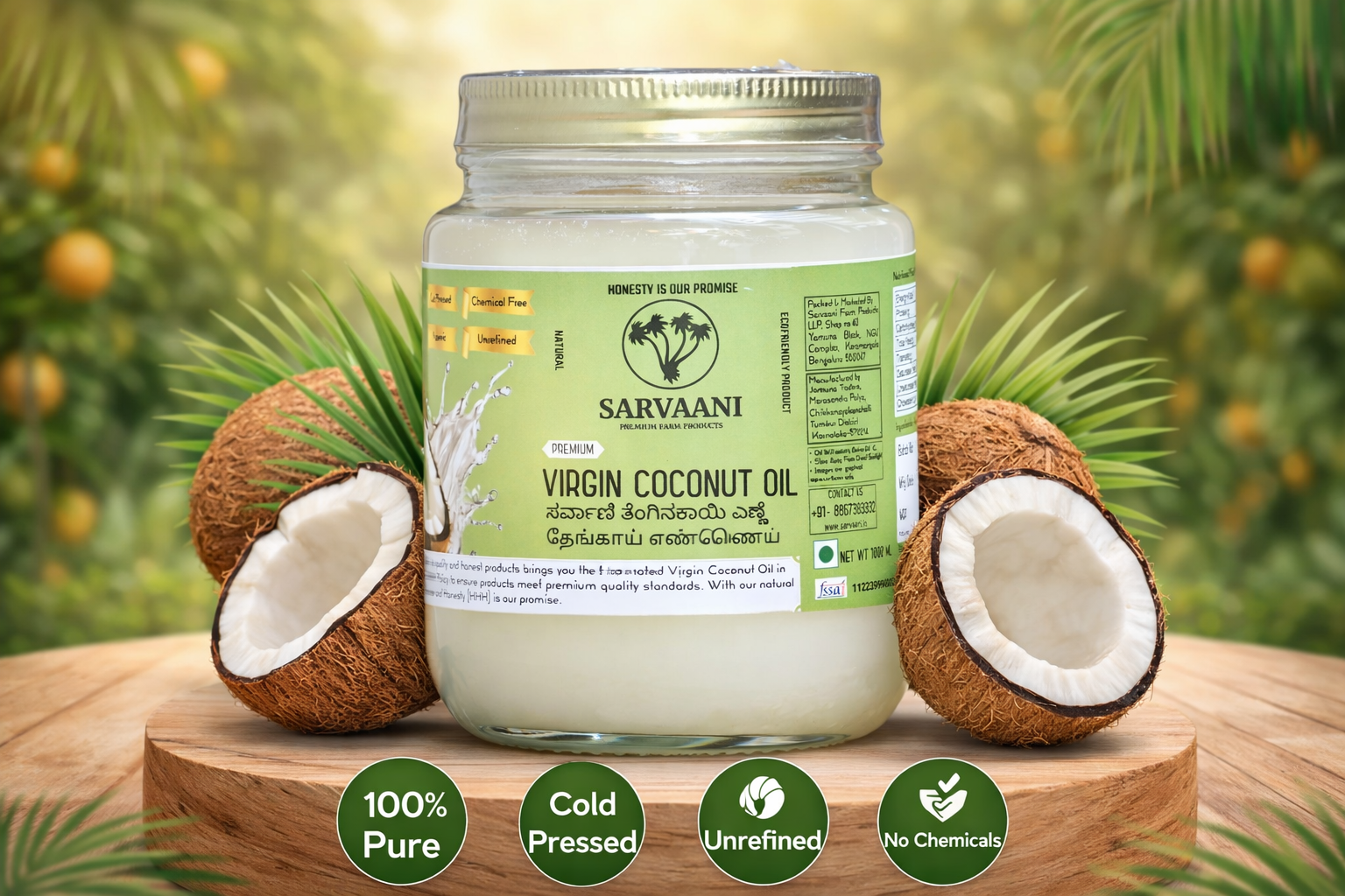 Sarvaani Virgin Coconut Oil   (500ml - 5 Litres)