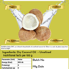 Cold Pressed Dry Coconut Oil (Premium Tiptur Copra - 500ml-5L Options) | SARVAANI