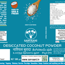 High Fat Desiccated Coconut Powder (Premium Tiptur Coconuts - 500g - STANDUP POUCH) | SARVAANI