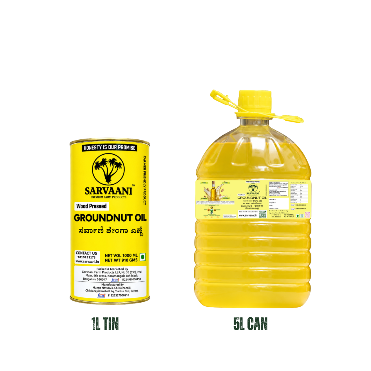 Wood Pressed Groundnut Oil (Mara Chekku 1L-5L Options) | Cold Pressed | SARVAANI