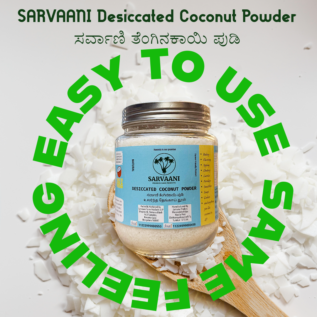 SARVAANI Desiccated Coconut Powder - 400 gm - Glass Bottle