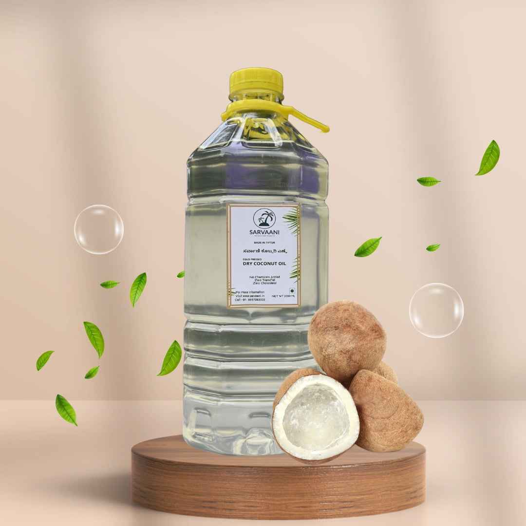 SARVAANI Cold Pressed Dry Coconut Oil - 5Liter - Food Grade Plastic Bottle