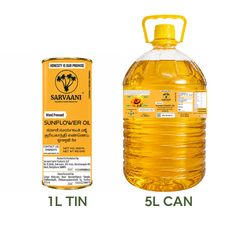 Wood Pressed Sunflower Oil (Mara Chekku 1L-5L Options) | Cold Pressed | SARVAANI