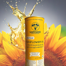 SARVAANI Wood Pressed Sunflower Oil - 1 LITER- Glass Bottle