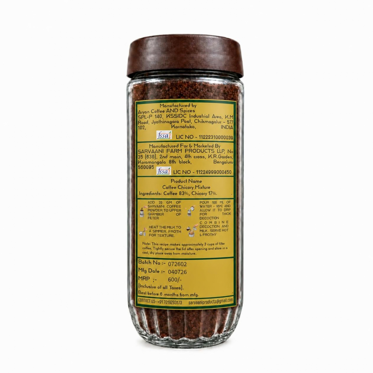 Filter Coffee - Traditionalist by SARVAANI | Best With Milk | 83:17 Chicory Blend (With Filter Maker Options)