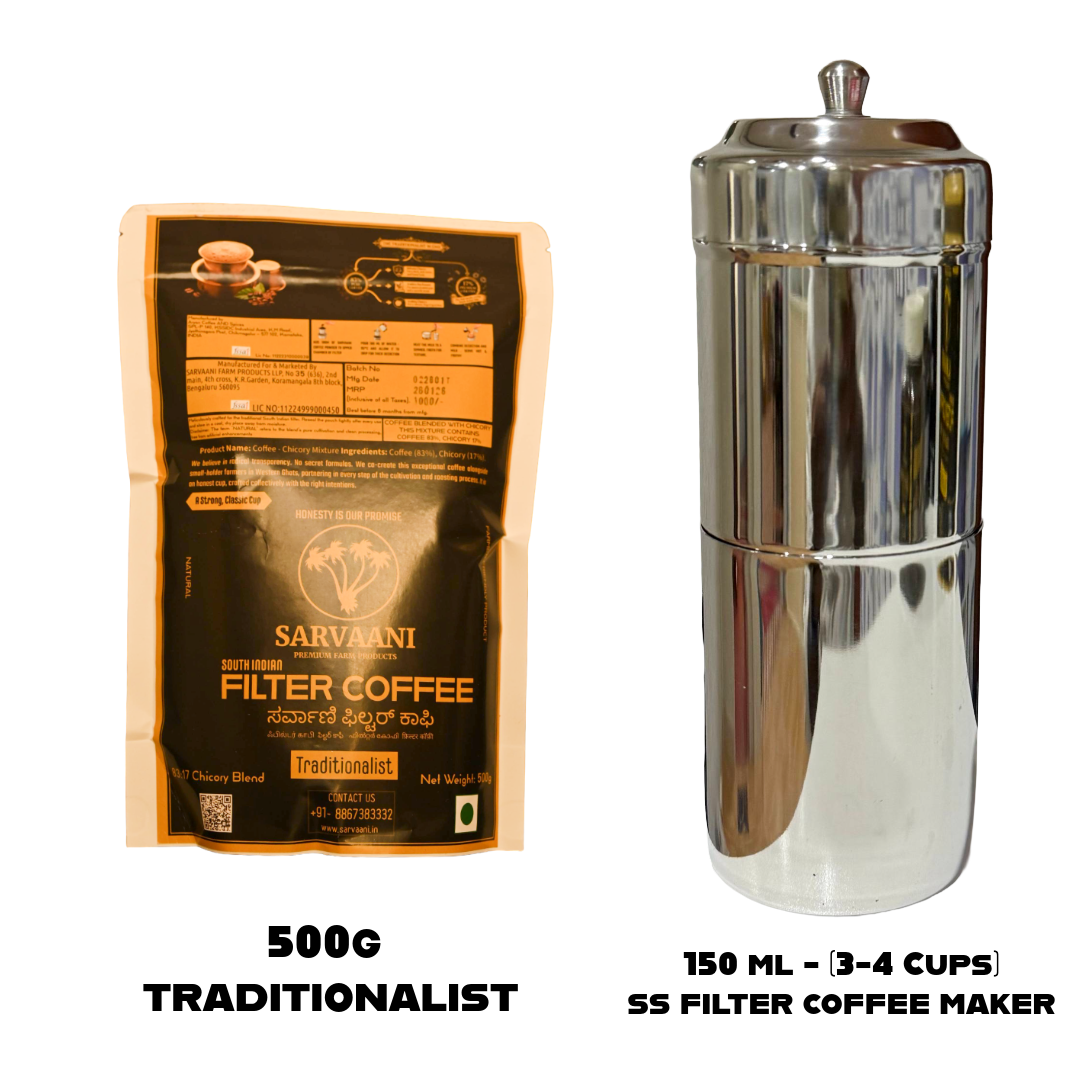 Jar of Sarvaani Filter Coffee Purist Blend on a white background