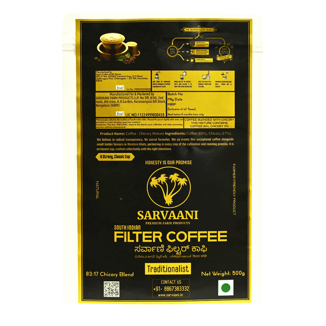 Traditionalist by SARVAANI (83:17)- 250g | Authentic Filter Coffee (Best with Milk)
