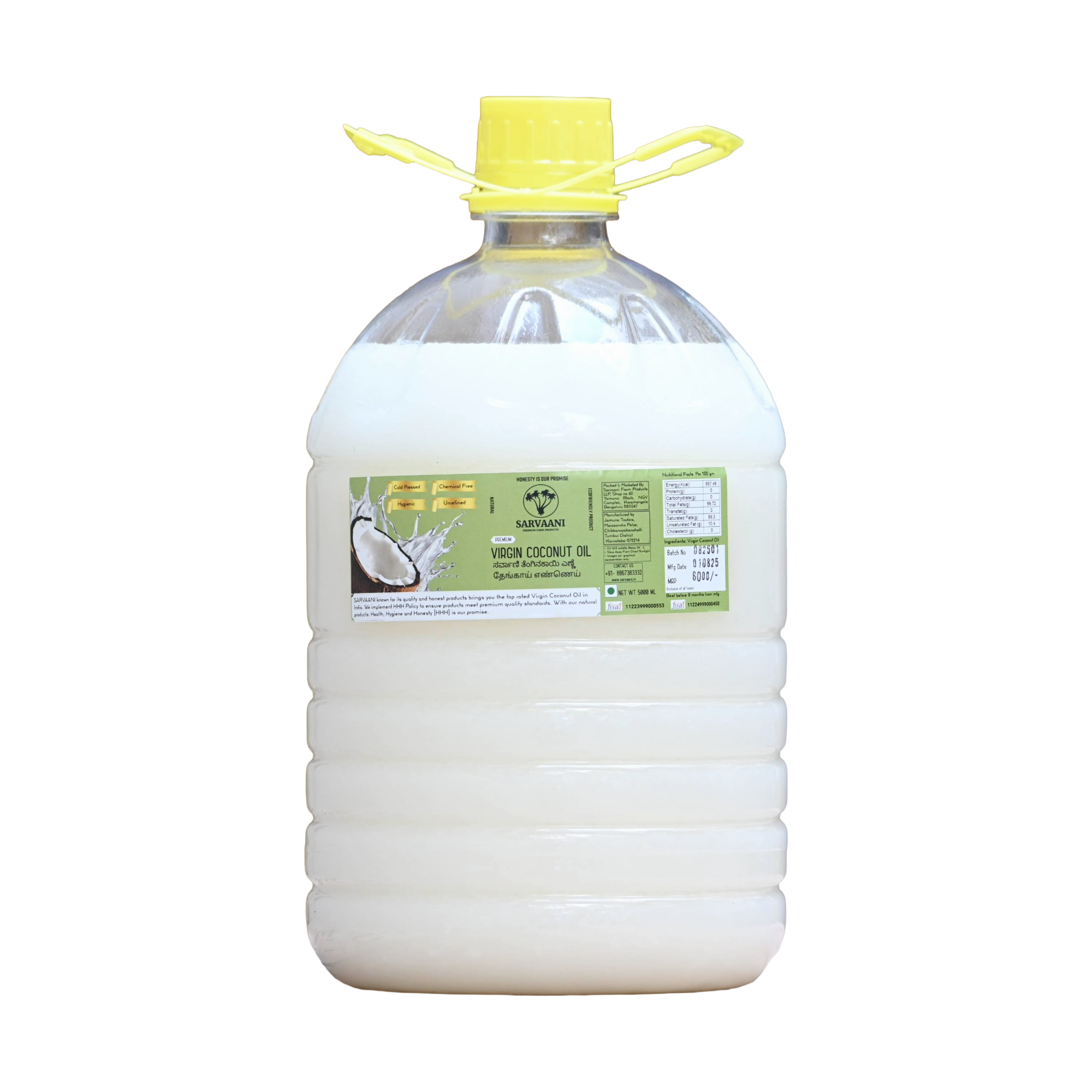 Sarvaani Virgin Coconut Oil   (500ml - 5 Litres)