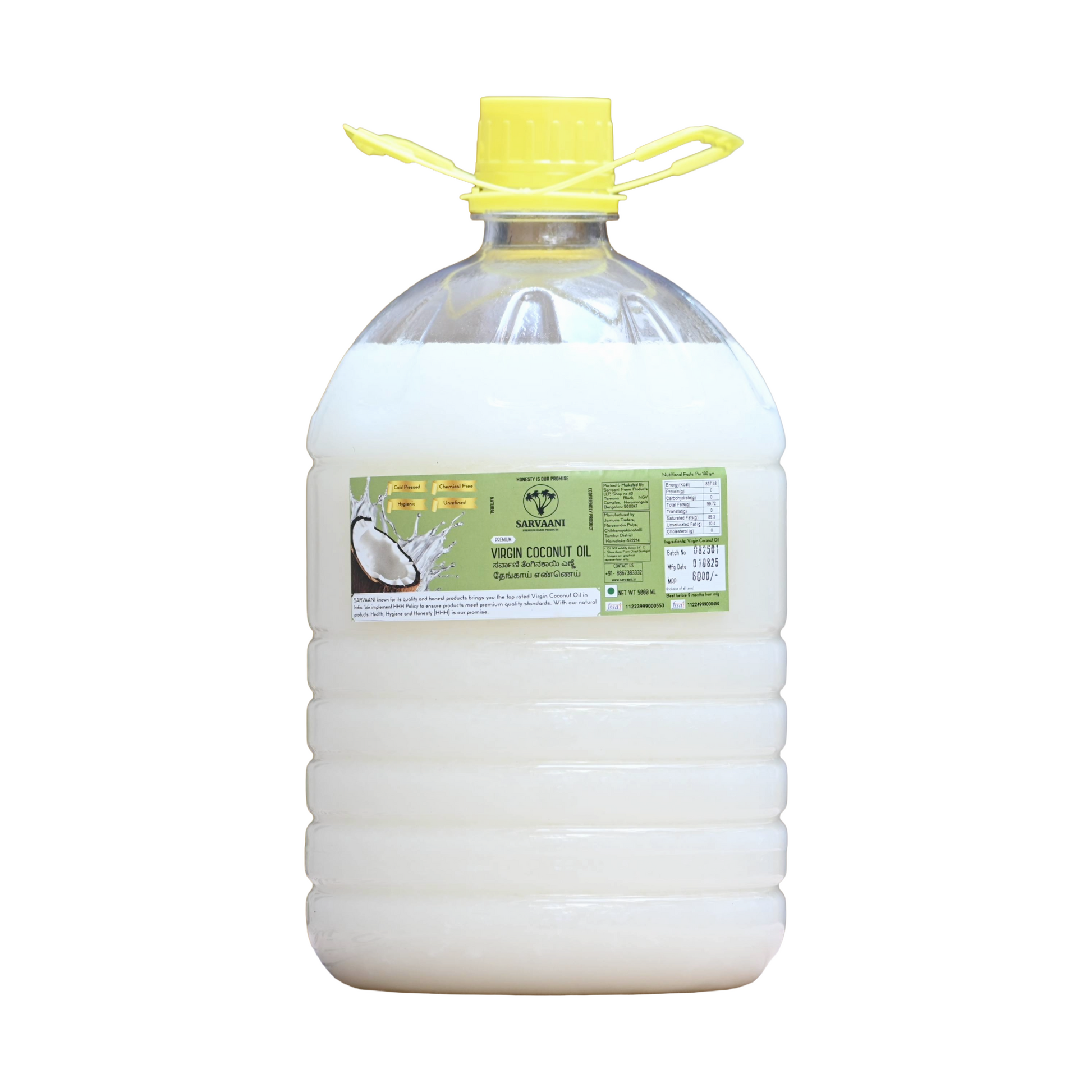 Sarvaani Virgin Coconut Oil   (500ml - 5 Litres)