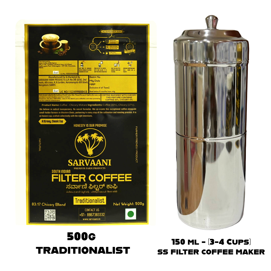 Jar of Sarvaani Filter Coffee Traditionalist Blend  on a white background