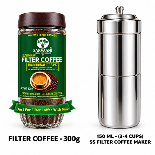 Filter Coffee - Traditionalist by SARVAANI | Best With Milk | 83:17 Chicory Blend (With Filter Maker Options)