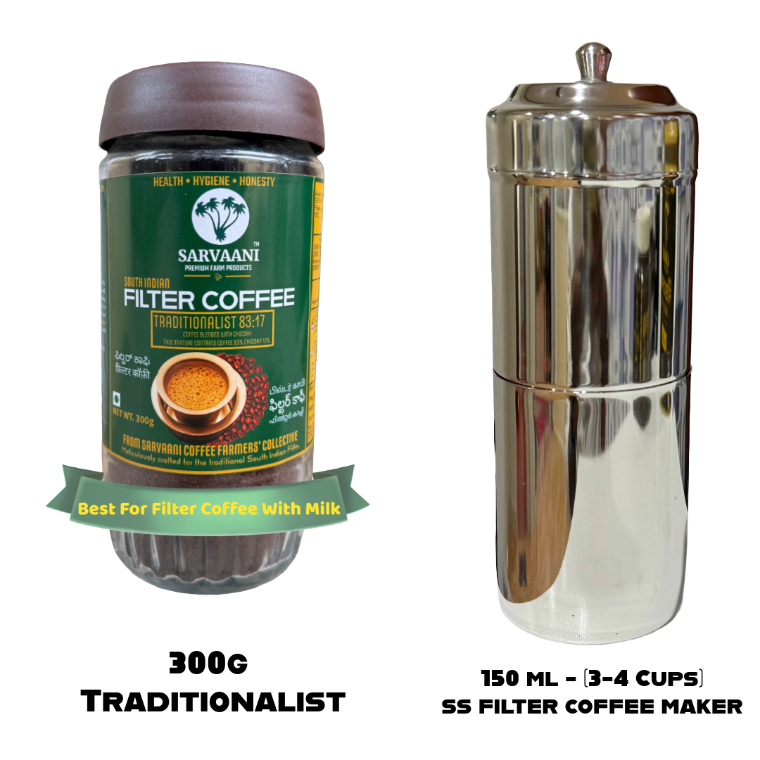 Traditionalist Blend by SARVAANI | Filter Coffee for Milk | 83:17 Chicory Blend (With Filter Maker Options)