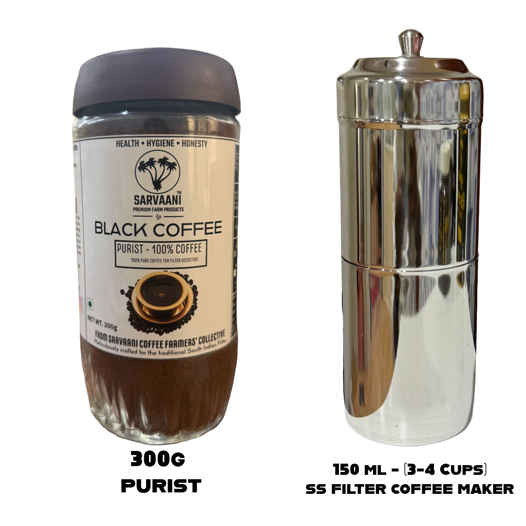Purist Black Coffee by SARVAANI With Filter Maker Options) | No Chicory
