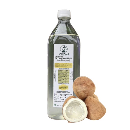 SARVAANI Cold Pressed Dry Coconut Oil - 1Liter- food grade Plastic Bottle