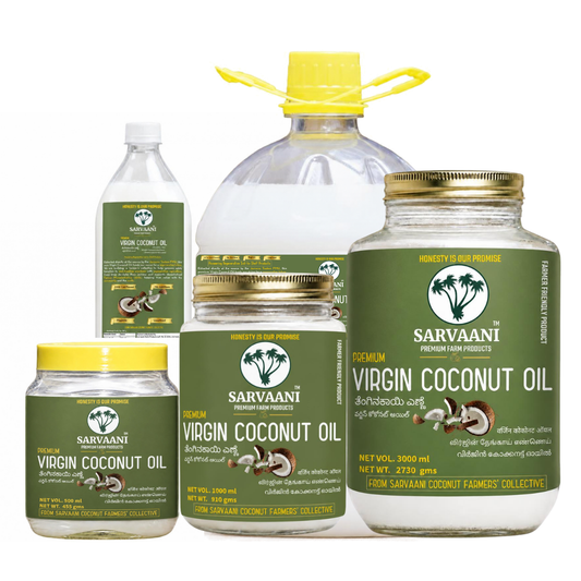 Premium Virgin Coconut Oil (Fresh Tiptur - 500ml-5L Options) | DME Method | SARVAANI