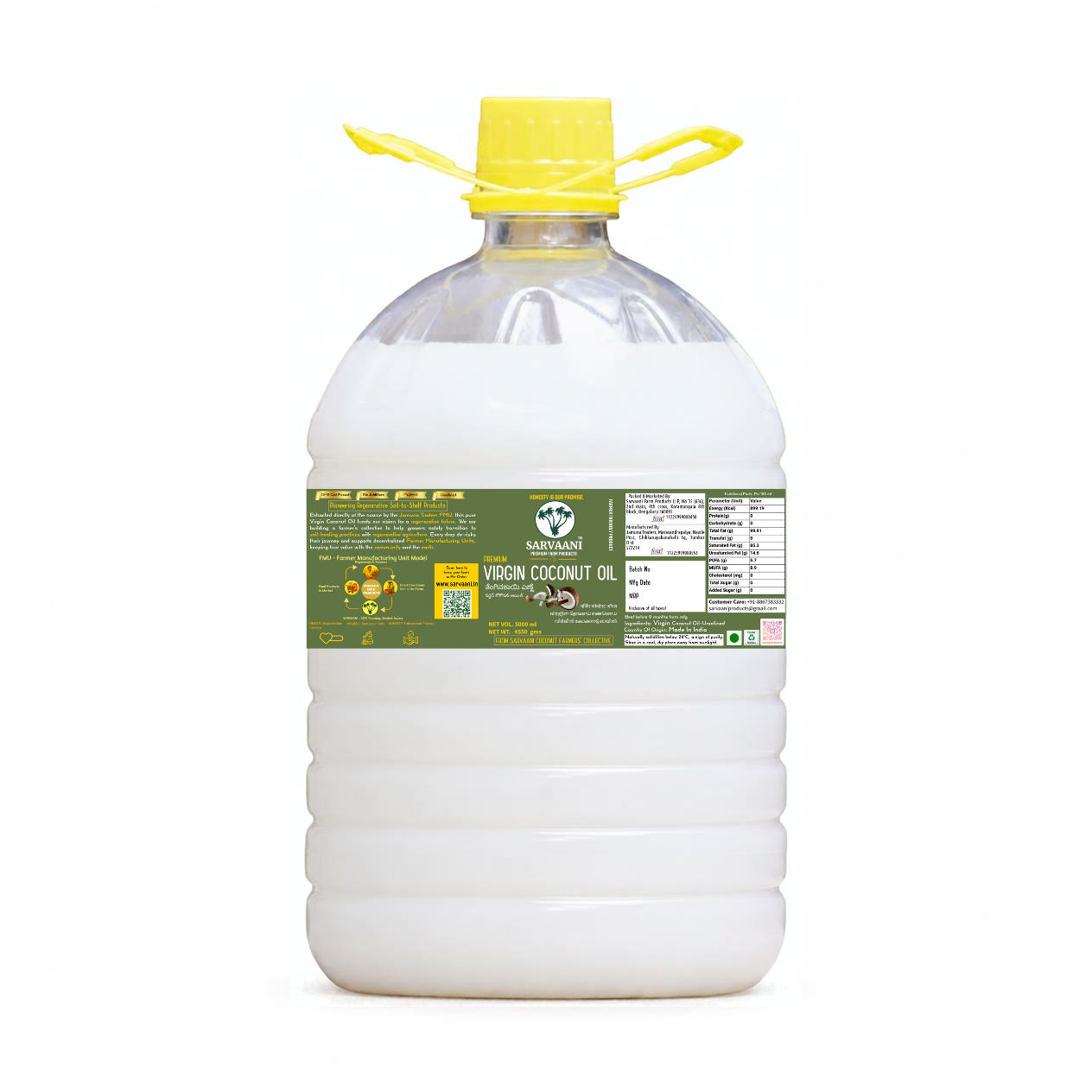 Premium Virgin Coconut Oil - Plastic - 5L
