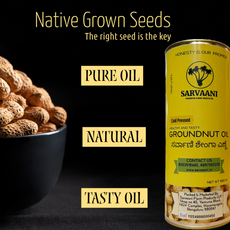 SARVAANI Wood Pressed Groundnut Oil - 1Liter - GLASS BOTTLE