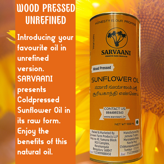 Wood Pressed Sunflower Oil, Cold Pressed