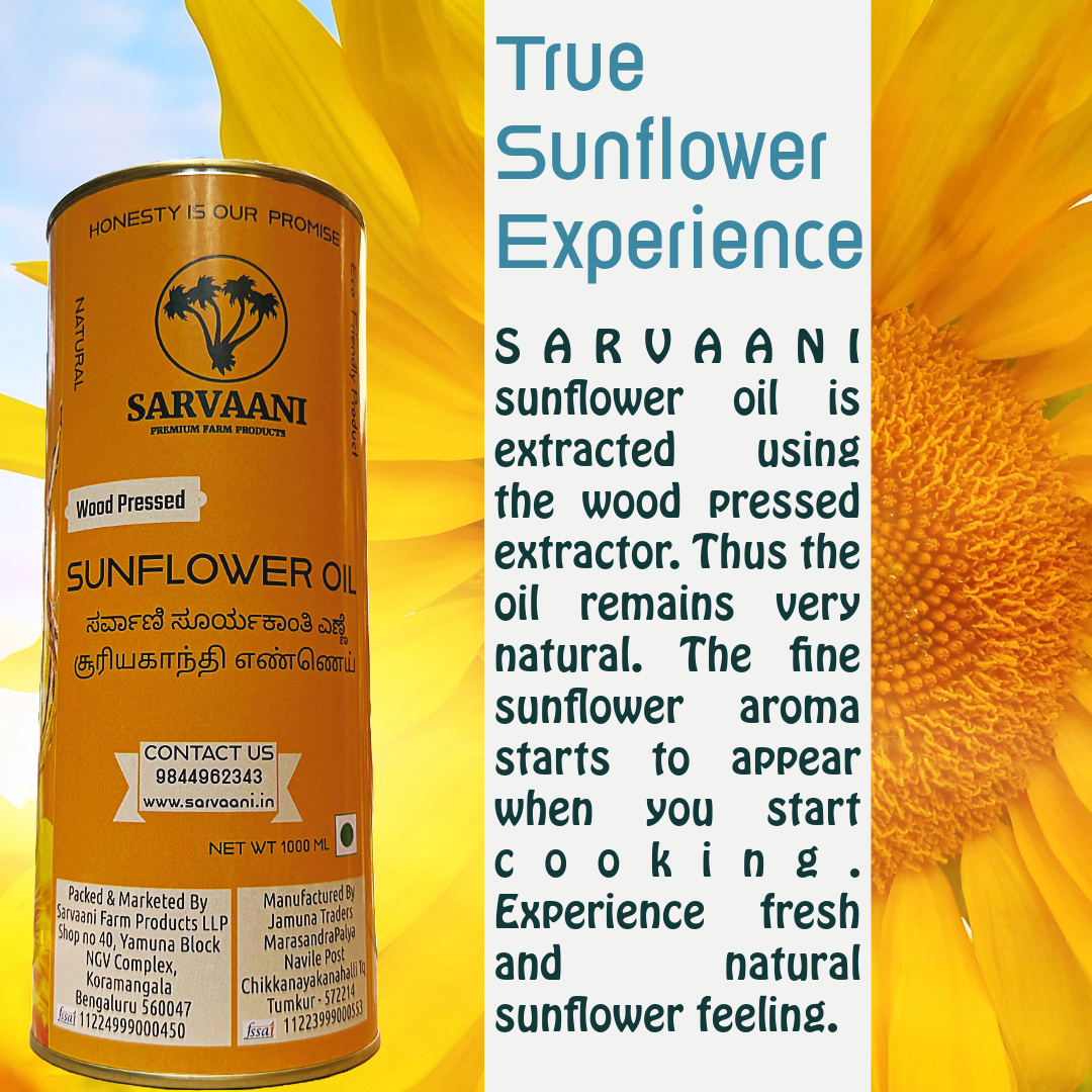 Wood Pressed Sunflower Oil, Cold Pressed