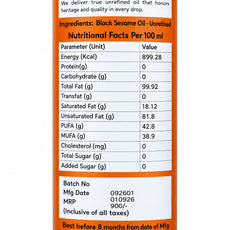 Wood Pressed Black Sesame Oil (Gingelly Oil )- 1L Tin