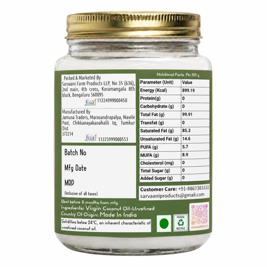 Premium Virgin Coconut Oil - GLASS - 1L