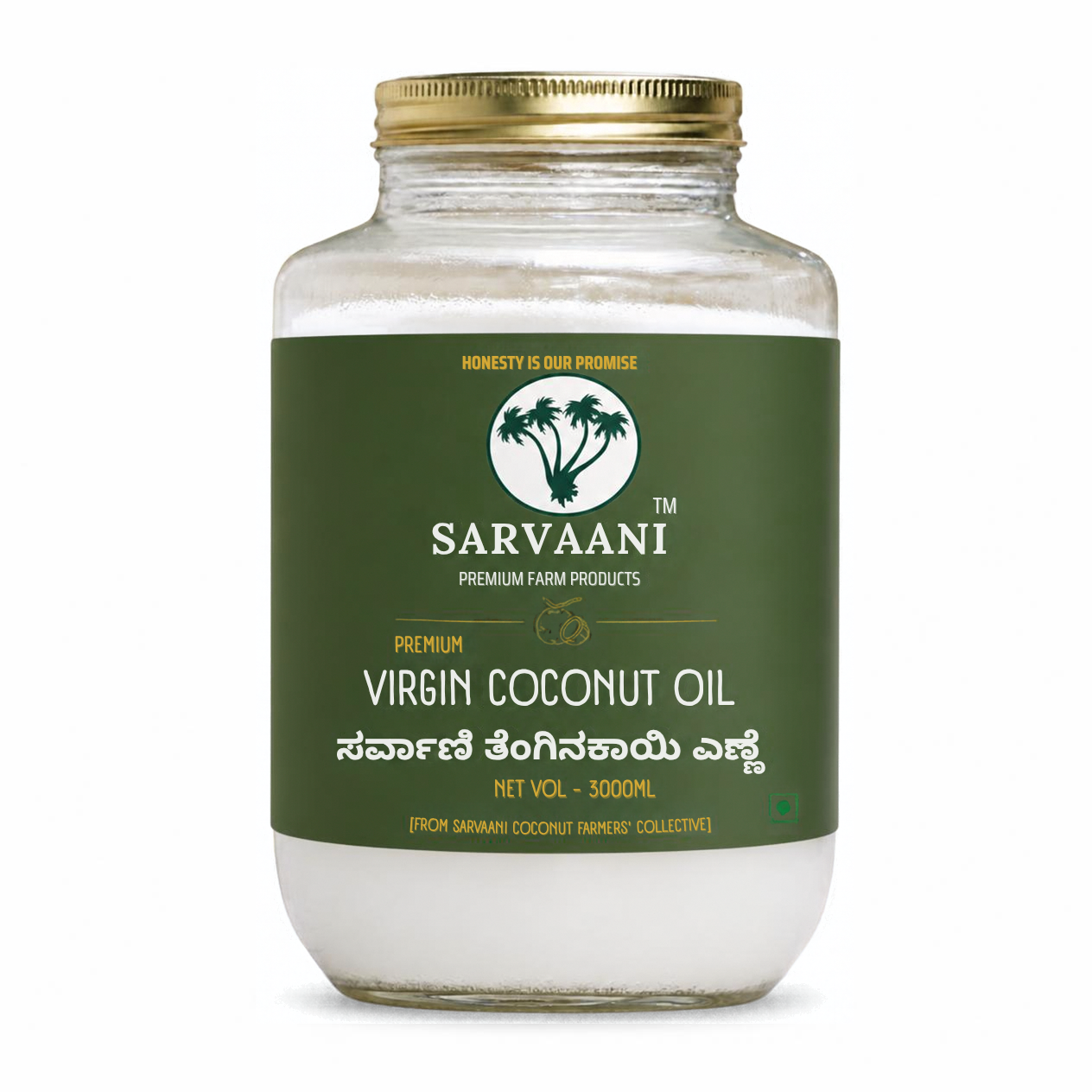 Premium Virgin Coconut Oil - GLASS - 3L