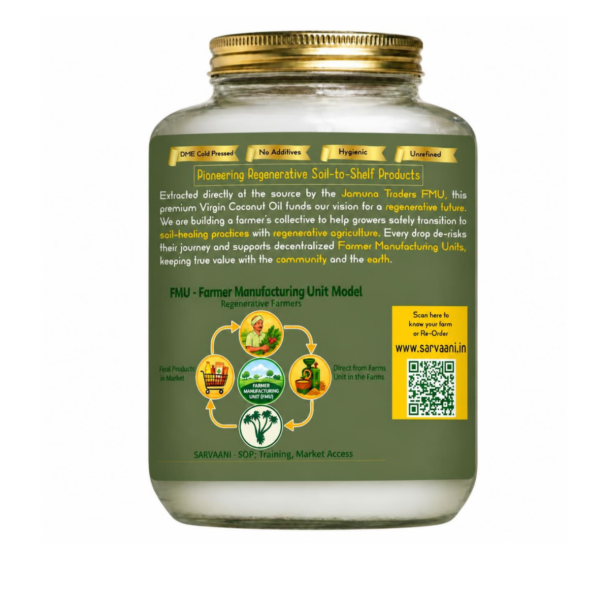 Premium Virgin Coconut Oil - GLASS - 3L